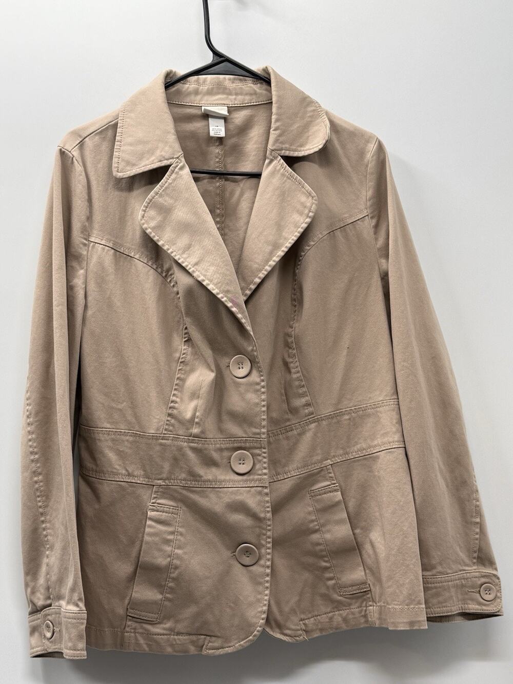 Venezia Womens Jacket Size 14 Khaki Tan Stretch Cotton Utility Career 3 Button